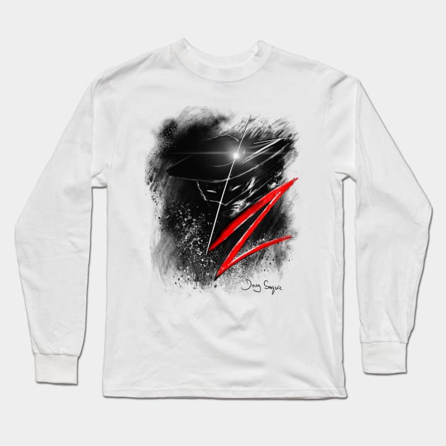 Zorro Black White and red Long Sleeve T-Shirt by DougSQ